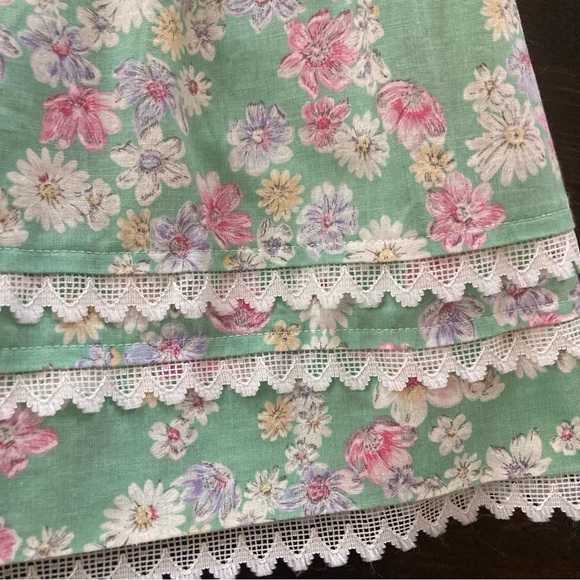 Vintage USA Bonnie Jean Girls 7 Green Pink Floral Dress - Picture 7 of 10